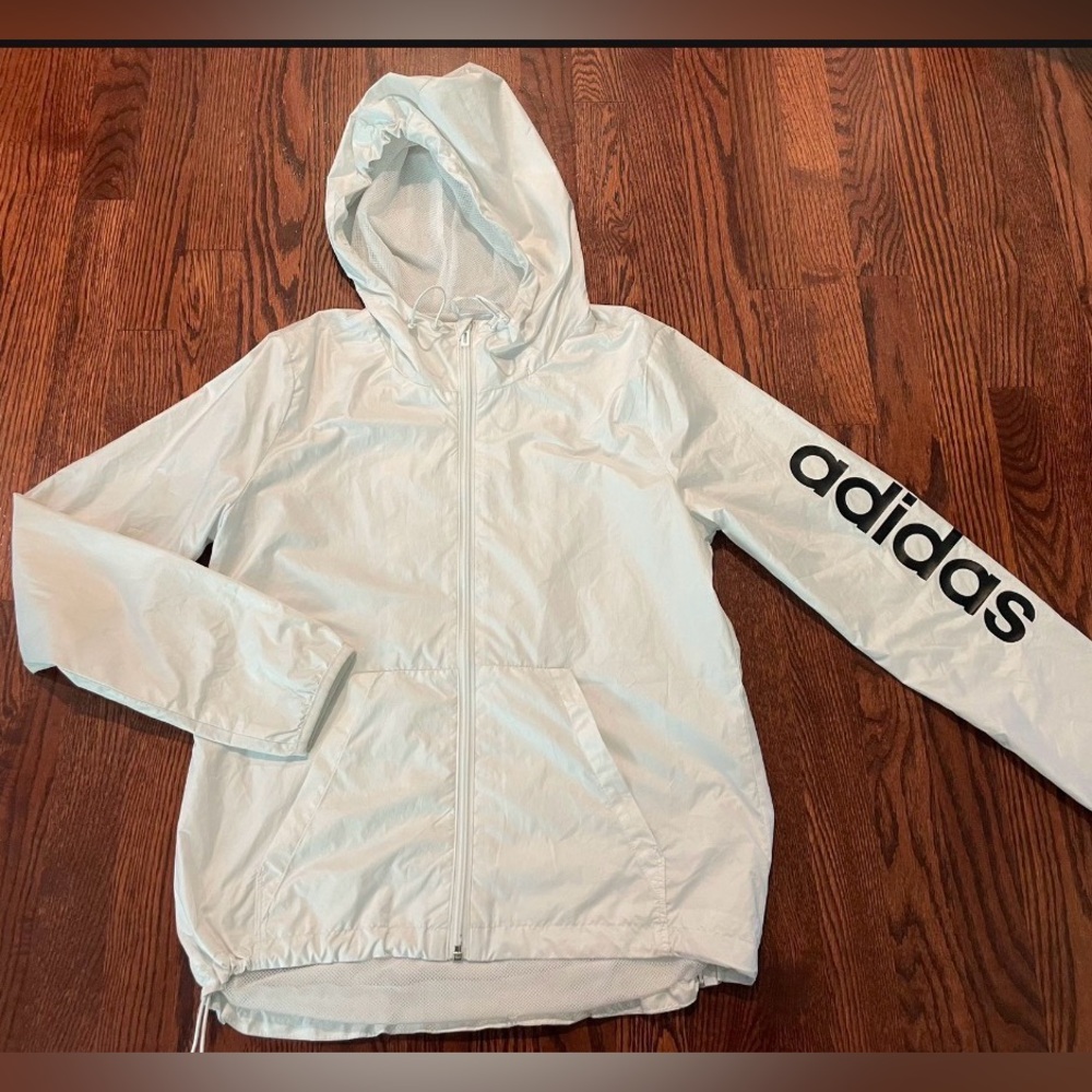 Adidas White Windbreaker Jacket